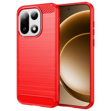 OnePlus 15 Geborsteld TPU Hoesje - Koolstofvezel - Rood