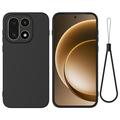 OnePlus 15 Vloeibare siliconen hoesje met polsbandje - Zwart