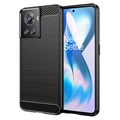OnePlus Ace/10R Geborsteld TPU Hoesje - Koolstofvezel - Zwart
