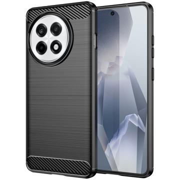 OnePlus Ace 5/5 Pro/13R Geborsteld TPU Hoesje - Koolstofvezel - Zwart
