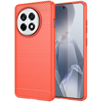 OnePlus Ace 5/5 Pro/13R Geborsteld TPU Hoesje - Koolstofvezel - Rood