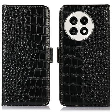 OnePlus Ace 5/5 Pro/13R Crocodile Series Wallet Leren Hoesje met RFID - Zwart