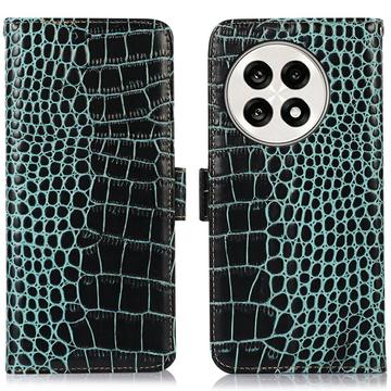 OnePlus Ace 5/5 Pro/13R Crocodile Series Wallet Leren Hoesje met RFID - Groen