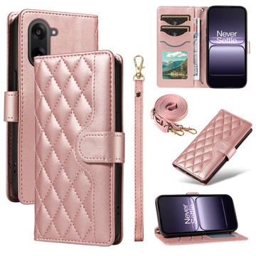 OnePlus Ace 5 Racing/Nord CE5 Luxe Gewatteerd Portemonnee Hoesje - Roségoud
