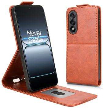 OnePlus Ace 5 Ultra/Nord 5 Verticale Flip Hoesje met Standaard - Bruin