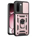 OnePlus N6x Roterende ring hybride hoesje met camera schild - Roségoud