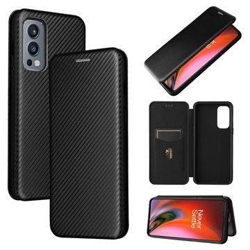 OnePlus Nord 2 5G Flip Cover - Koolstofvezel - Zwart