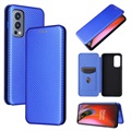 OnePlus Nord 2 5G Flip Cover - Koolstofvezel - Blauw