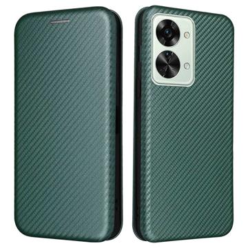 OnePlus Nord 2T Flip Cover - Koolstofvezel - Groen