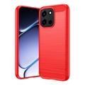 OnePlus Nord 6/Turbo 6/6V Geborsteld TPU Hoesje - Koolstofvezel - Rood