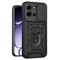 OnePlus Nord 6 Roterende ring hybride hoesje met camera schild - Zwart