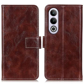 OnePlus Nord CE4/Oppo K12 Portemonnee Hoesje met Magnetische Sluiting - Bruin