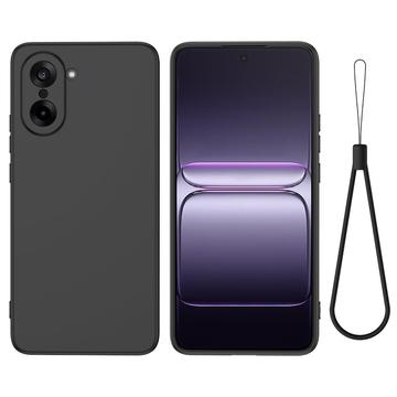OnePlus Nord CE5 Vloeibare siliconen hoesje met polsbandje - Zwart