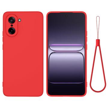 OnePlus Nord CE5 Vloeibare siliconen hoesje met polsbandje - Rood