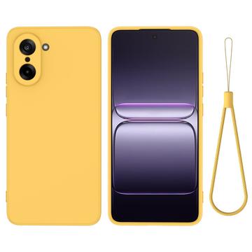 OnePlus Nord CE5 Vloeibare siliconen hoesje met polsbandje - Geel