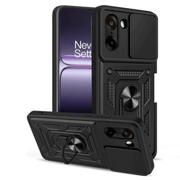 OnePlus Nord CE5 Roterende ring hybride hoesje met camera schild - Zwart