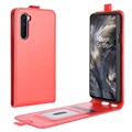 OnePlus Nord Verticale Flip Hoesje met Creditcardvak - Rood