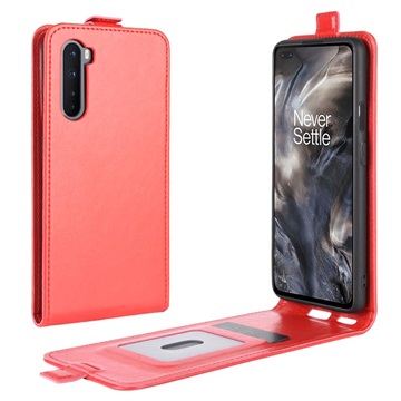 OnePlus Nord Verticale Flip Hoesje met Creditcardvak - Rood