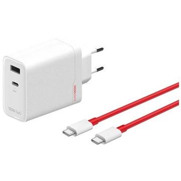 OnePlus SuperVOOC 120W GAN-lichtnetadapter met twee poorten - Wit