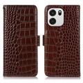 OnePlus Turbo 6/6V Crocodile Series Wallet Leren Hoesje met RFID - Bruin