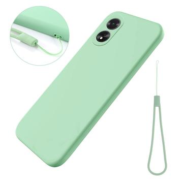 Oppo A18/A38 Vloeibare siliconen hoesje met polsbandje - Groen