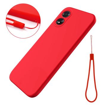 Oppo A18/A38 Vloeibare siliconen hoesje met polsbandje - Rood