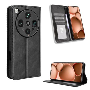 Oppo Find X8 Ultra Retro Portemonnee Hoesje met Magneetsluiting - Zwart