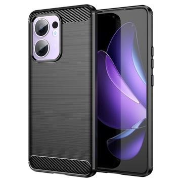 Oppo Reno13 F Geborsteld TPU Hoesje - Koolstofvezel - Zwart