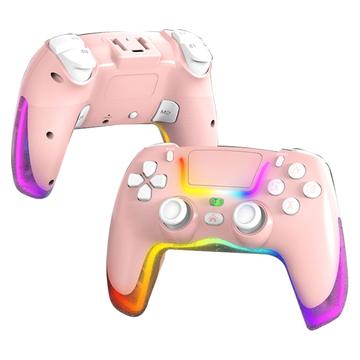 P07 Dazzle Lighting Draadloze Bluetooth Controller voor PS4/Android/iOS/Switch/PC - Roze