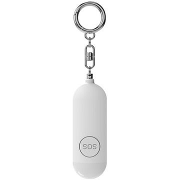 PA100 130dB oplaadbaar persoonlijk veiligheidsalarm met LED - Wit