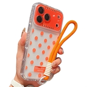 iPhone 17 Pro PC/TPU hoesje met lensfolie en riem - Polka Dot - Oranje