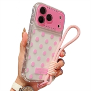 iPhone 17 Pro PC/TPU hoesje met lensfolie en riem - Polka Dot - Roze
