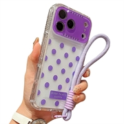 iPhone 17 Pro PC/TPU hoesje met lensfolie en riem - Polka Dot - Paars