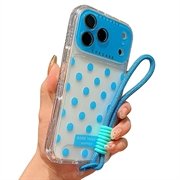 iPhone 17 Pro/18 Pro PC/TPU Hoesje met lensfolie en riem - Polka Dot - Hemelsblauw