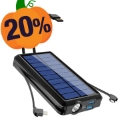 Psooo PS-158 Draadloze Zonne-Powerbank met Zaklamp - 10000mAh - Zwart