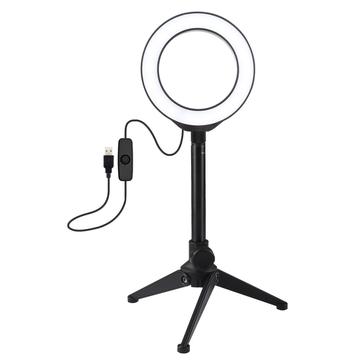 PULUZ 4.7" 12cm Ring Light + Desktop Statief Selfie Stick Mount USB Wit Licht LED Ring Vlogging Fotografie Video Licht Kits