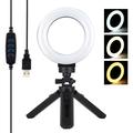 PULUZ PKT3058B 4.7" 12cm USB 3 Modes Dimbare Vlogging Fotografie Video LED Ringverlichting + Statiefbevestigingsset