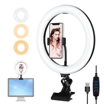 PULUZ PKT3126B LED Ring Light Kit 10.2" 26cm Video Conference Lighting 3 Dimmable Color 10 Helderheidsniveaus voor Camera Smartphone YouTube TikTok Zelfportret