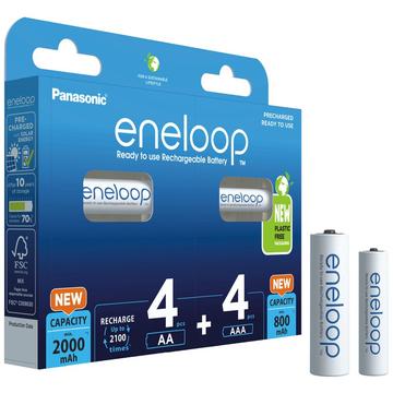 Panasonic Eneloop Mix BK-KJMCDE44E 8BE Oplaadbare AA/AAA batterijen - 2000mAh/800mAh - 8 stuks.