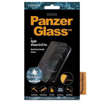 PanzerGlass Privacy CF iPhone 12/12 Pro Glazen Screenprotector - Zwart