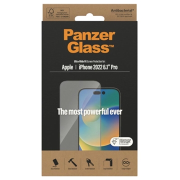 PanzerGlass Ultra-Wide Fit iPhone 14 Pro Screenprotector - Zwart