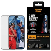 iPhone 18 Pro Max PanzerGlass Ultra-Wide Fit met FastFit In-A-Box 2-Way privacy-schermbeschermer - 9H - zwarte rand