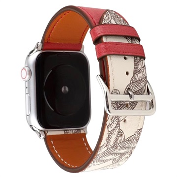 Apple Watch Series 10/9/8/SE (2022)/7/SE/6/5/4/3/2/1 Pattern Leder Bandje - 42mm/41mm/40mm/38mm - Rood