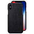 iPhone X Pierre Cardin Leder Bekleed Cover - Zwart