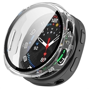 Samsung Galaxy Watch9 Plastic Hoesje met Glazen Screenprotector - 44mm - Doorzichtig
