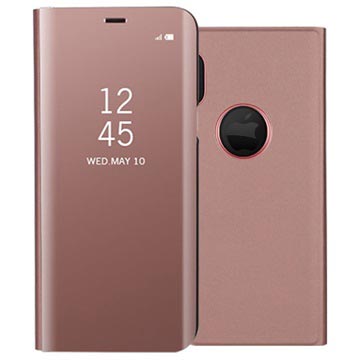 iPhone X / iPhone XS Luxury Series Mirror View Flip Cover - Rose Gold