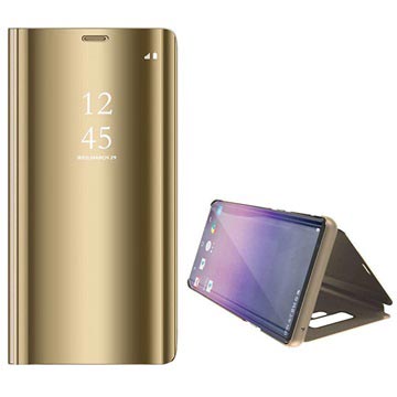 Luxury Series Mirror View Samsung Galaxy Note9 Flip Cover - Goud