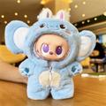 Pluche dierenthema jumpsuit met capuchon voor Labubu pop 17cm - Olifant