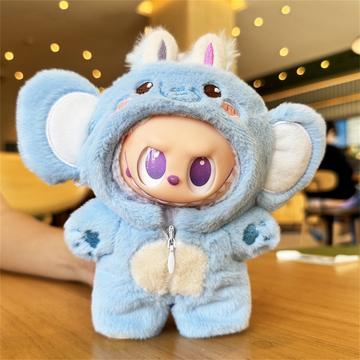 Pluche dierenthema jumpsuit met capuchon voor Labubu pop 17cm - Olifant