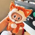 Pluche dierenthema jumpsuit met capuchon voor Labubu pop 17cm - Vos